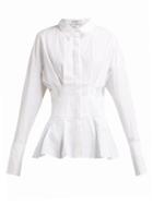 Matchesfashion.com White Story - Gigi Cotton Peplum Shirt - Womens - White