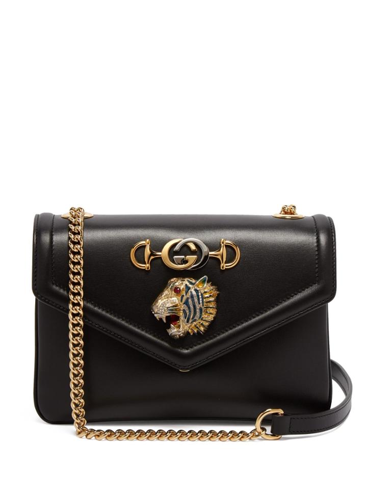 Gucci Tiger-head Leather Shoulder Bag