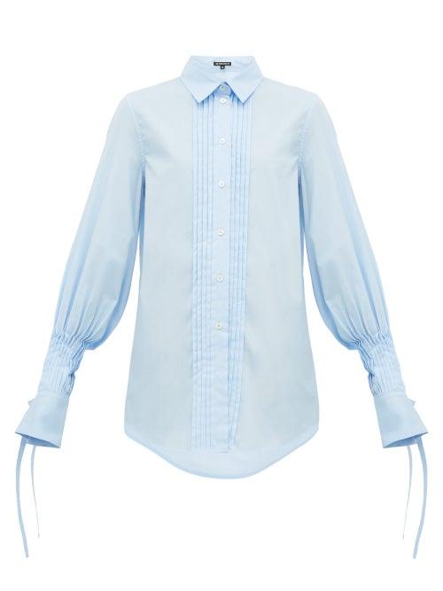 Matchesfashion.com Ann Demeulemeester - Pleated Cotton Poplin Shirt - Womens - Blue