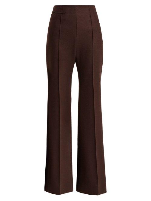 Matchesfashion.com Kwaidan Editions - Wide Leg High Rise Wool Trousers - Womens - Dark Brown