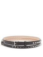 Matchesfashion.com Alexander Mcqueen - Foiled-logo Leather Wallet Belt - Womens - Black Silver