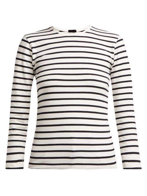 Matchesfashion.com Atm - Striped Long Sleeve Cotton Blend Top - Womens - Black Stripe