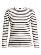 Matchesfashion.com Atm - Striped Long Sleeve Cotton Blend Top - Womens - Black Stripe