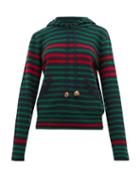 Matchesfashion.com Wales Bonner - Striped Wool Blend Hooded Sweater - Womens - Navy Multi