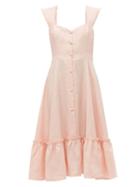 Matchesfashion.com Gioia Bini - Camilla Ruffle Trimmed Linen Dress - Womens - Pink