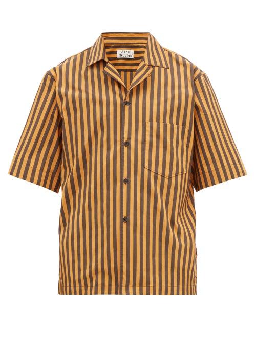 Matchesfashion.com Acne Studios - Striped Cotton Blend Shirt - Mens - Orange Multi