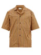 Matchesfashion.com Acne Studios - Striped Cotton Blend Shirt - Mens - Orange Multi
