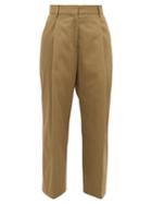 Matchesfashion.com Margaret Howell - High Rise Cotton Blend Wide Leg Trousers - Womens - Khaki