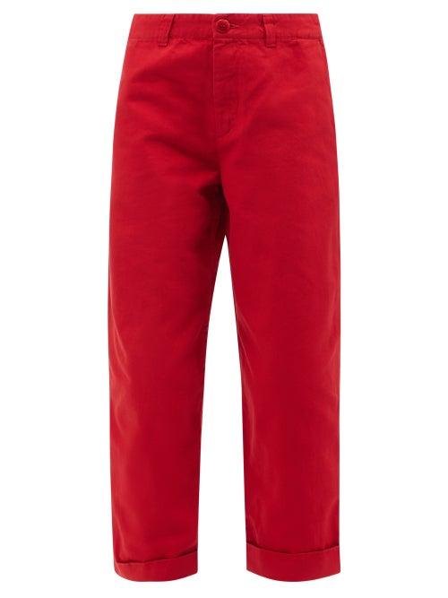 Toogood - The Bricklayer Cropped Cotton-canvas Trousers - Womens - Red