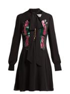 Matchesfashion.com Valentino - Sequinned Butterfly Silk Dress - Womens - Black Multi