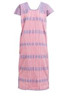 Matchesfashion.com Pippa Holt - No.146 Geometric Embroidered Striped Cotton Kaftan - Womens - Pink White