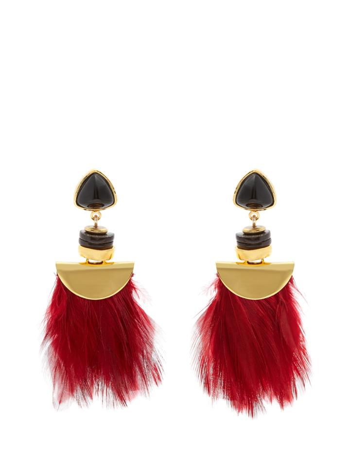 Lizzie Fortunato Parrot Feather-drop Earrings