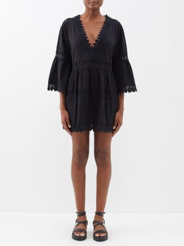 Melissa Odabash - Victoria Crochet Cotton Mini Kaftan - Womens - Black