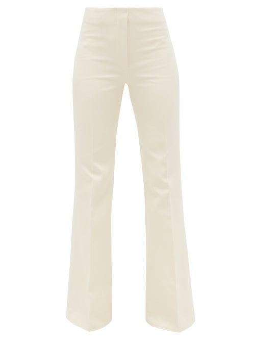 Matchesfashion.com Joseph - Tavi Flared-cuff Cotton-blend Sateen Trousers - Womens - Cream
