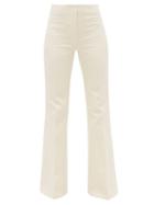 Matchesfashion.com Joseph - Tavi Flared-cuff Cotton-blend Sateen Trousers - Womens - Cream