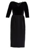 Matchesfashion.com Vika Gazinskaya - Cropped-sleeve Velvet Midi Dress - Womens - Black