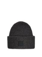 Matchesfashion.com Acne Studios - Pansy N Face Ribbed Knit Wool Beanie Hat - Womens - Grey