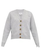 Maison Margiela - Distressed V-neck Knitted Cardigan - Womens - Light Grey