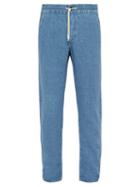 Matchesfashion.com President's - Tripoli Acid Washed Linen Chambray Trousers - Mens - Blue