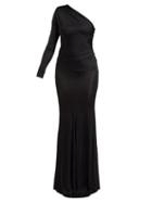 Matchesfashion.com Alexandre Vauthier - One Shoulder Ruched Fishtail Hem Dress - Womens - Black