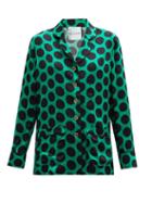 Matchesfashion.com Halpern - Polka-dot Satin Shirt - Womens - Green Print