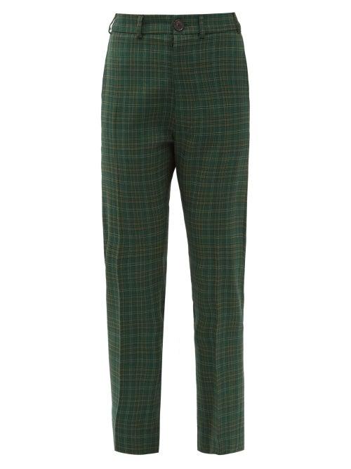 Matchesfashion.com Vivienne Westwood - Tartan-check Wool-twill Suit Trousers - Womens - Green