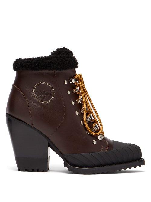 Matchesfashion.com Chlo - Rylee Lace Up Leather Boots - Womens - Burgundy