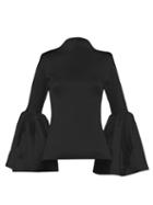 Marques'almeida - Fluted-sleeve Ribbed-jersey Top - Womens - Black