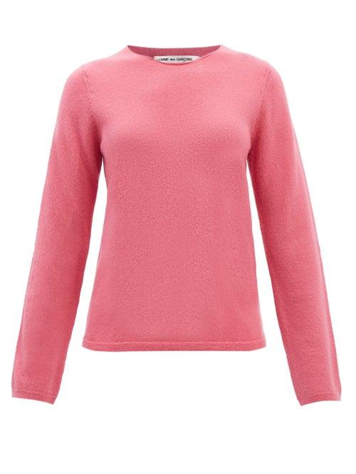 Comme Des Garons Comme Des Garons - Roll-edge Round-neck Worsted-wool Sweater - Womens - Pink
