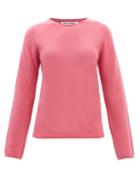 Comme Des Garons Comme Des Garons - Roll-edge Round-neck Worsted-wool Sweater - Womens - Pink