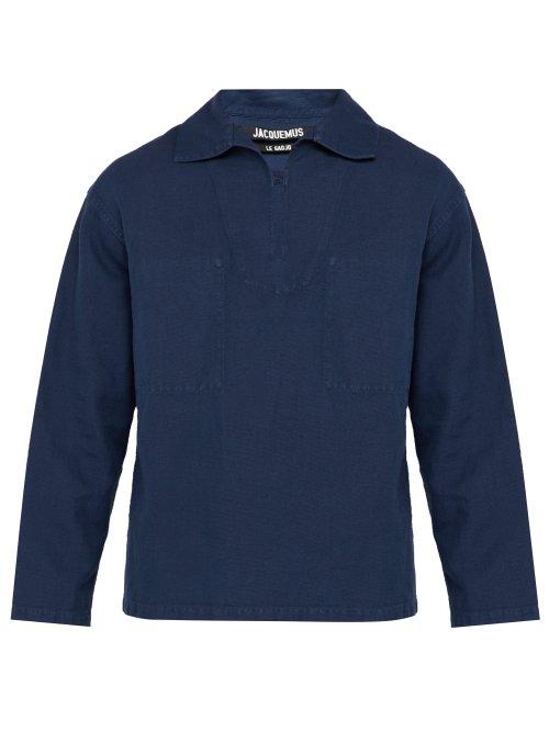 Matchesfashion.com Jacquemus - Le Marin Linen Blend Top - Mens - Navy
