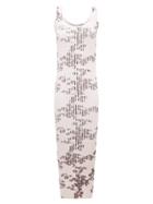 Matchesfashion.com Paco Rabanne - Floral-print Ribbed Stretch-cotton Column Dress - Womens - Light Pink