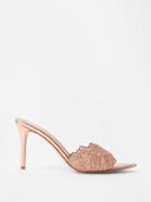 Gianvito Rossi - Lace-trim 85 Leather Mules - Womens - Pink Multi