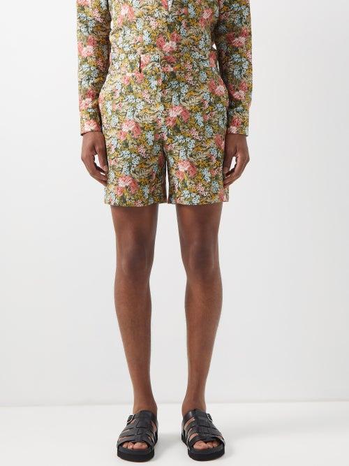 Erdem - Lucas Floral-print Linen Shorts - Mens - Multi