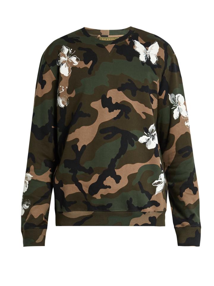 Valentino Camouflage And Floral-print Sweatshirt