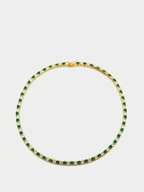 Fallon - Grace Crystal-embellished Gold-plated Bracelet - Womens - Green Multi