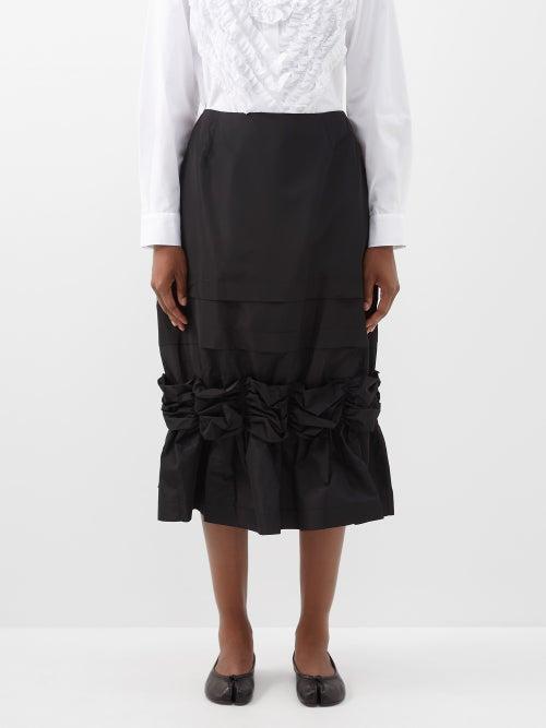 Simone Rocha - Gathered Taffeta Midi Skirt - Womens - Black