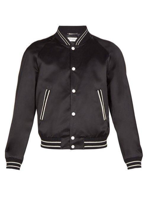 Matchesfashion.com Saint Laurent - Satin Bomber Jacket - Mens - Black