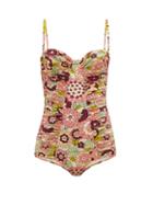 Matchesfashion.com Dodo Bar Or - Tatiana Ruched Floral-print Swimsuit - Womens - Pink Print