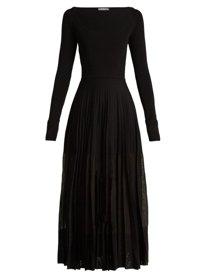 Alexander Mcqueen Stretch-knit Pleated Midi Dress