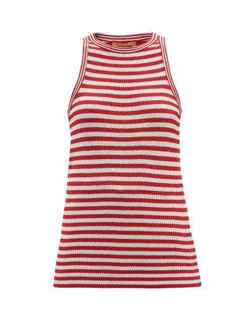 Matchesfashion.com Missoni - Striped Sleeveless Metallic-jersey Top - Womens - Red White