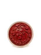 Matchesfashion.com Francesca Villa - Lanterne Rosse 18kt Gold And Diamond Pav Ring - Womens - Red