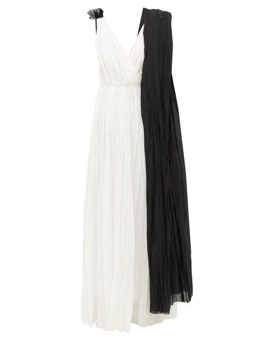Matchesfashion.com Vika Gazinskaya - Draped Cotton-voile Maxi Dress - Womens - Black White