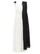 Matchesfashion.com Vika Gazinskaya - Draped Cotton-voile Maxi Dress - Womens - Black White