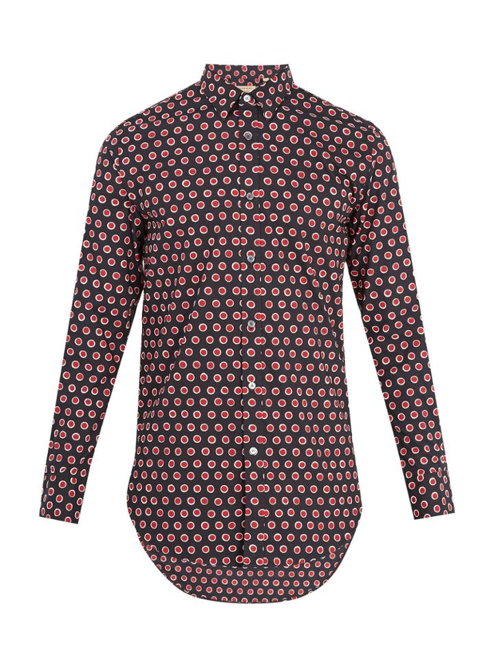 Burberry Strenton Polka-dot Print Cotton Shirt