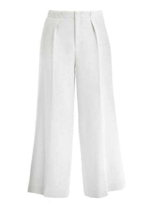 Matchesfashion.com Roland Mouret - Broadgate High Rise Wide Leg Wool Crepe Trousers - Womens - White