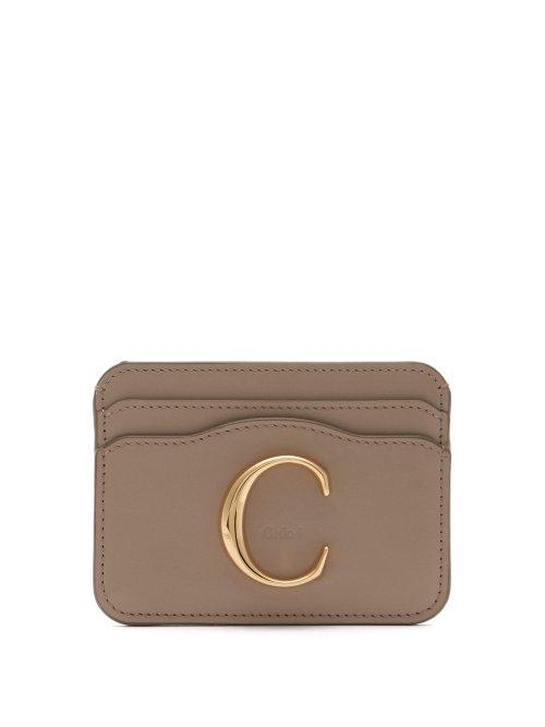 Matchesfashion.com Chlo - C Logo Plaque Leather Cardholder - Womens - Grey