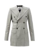 Matchesfashion.com Vivienne Westwood - Double-breasted Prince Of Wales-check Wool Jacket - Womens - Grey