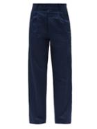 Maison Margiela - Four-stitches Pleated-twill Trousers - Mens - Dark Blue