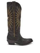 Matchesfashion.com Golden Goose Deluxe Brand - Wish Star Embroidered Leather Boots - Womens - Black
